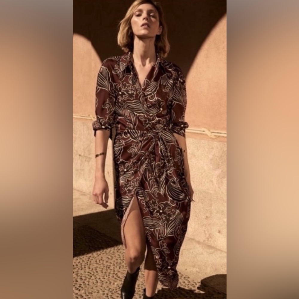 Zara wrap dress floral design NWT